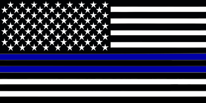 thin blue line flag with stars and stripes