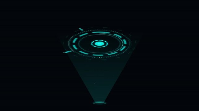 futuristic 3d hologram projector interface motion loop