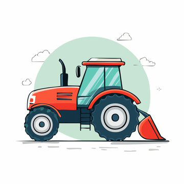 Cartoon Tractor with Front Loader