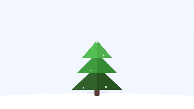 flat vector spruce tree wobbling on icy white plane