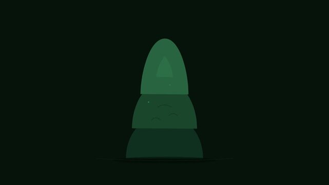 flat design yew tree shaking on dark forest green