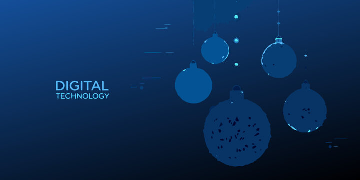 digital christmas ornaments abstract technology holiday background