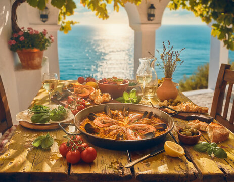 Mediterranes Urlaubsessen am Meer als Genuss- und Reisekonzept