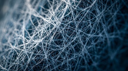 Fototapeta premium Intricate blue fiber texture close up abstract background
