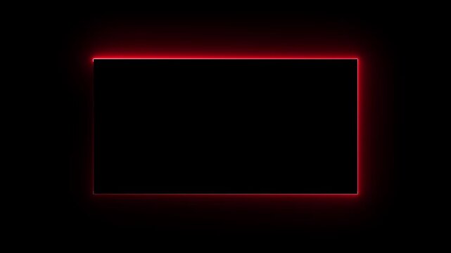 video frame indicator in neon shape on black background. overlay using frame  animation in neon light,Looping animation of a glowing neon rectangle frame with electric flickering effects. 