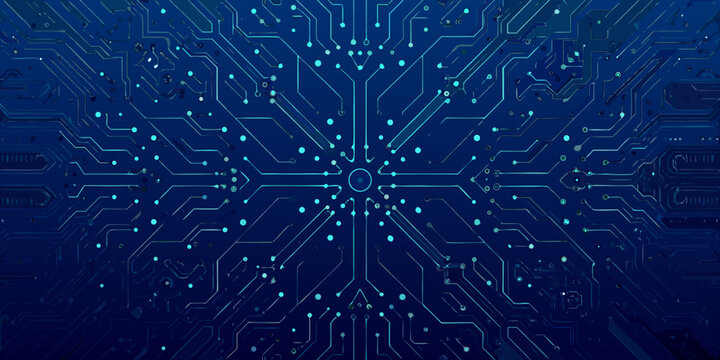 abstract circuit board pattern symmetrical blue technology background