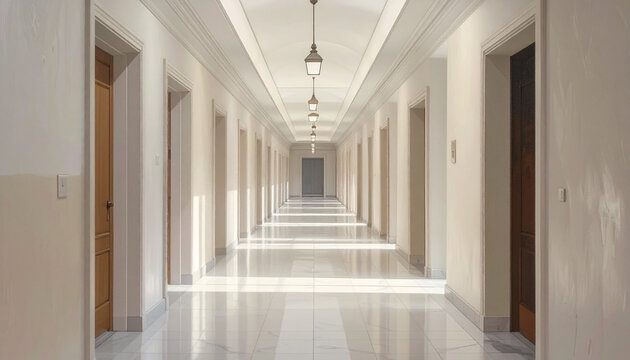 Bright White Modern Building Corridor