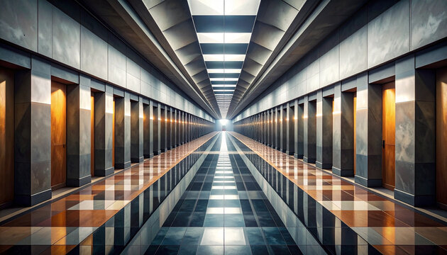 Futuristic Infinite Corridor With Lights