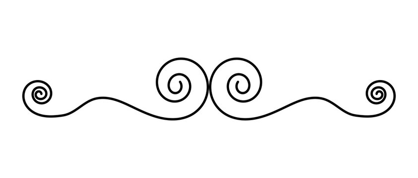 Elegant spiral flourish divider. Vintage ornamental swirl line. Decorative classic border for invitations, certificates and luxury designs