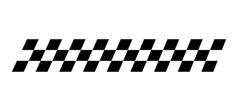 Checkered racing stripe pattern. Abstract geometric divider. Modern speed design for posters, web graphics and motorsport branding