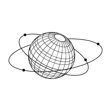 futuristic orbital globe network connection geometry