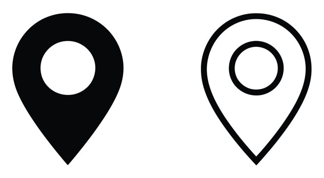 Map location pin icon illustration for navigation apps, destination points, GPS services, and geographic tracking system symbol design