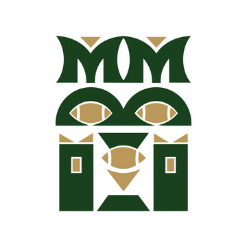 Green abstract face logo with mm initials
