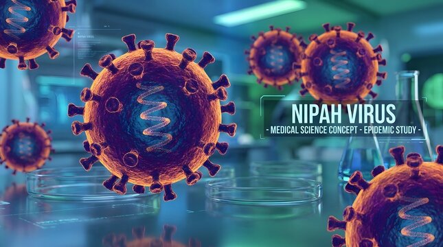 Nipah Virus Illustration Showing Medical Science Epidemic Study Concept