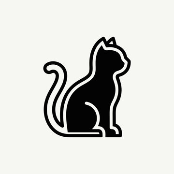 Black Cat Silhouette Icon Graphic.