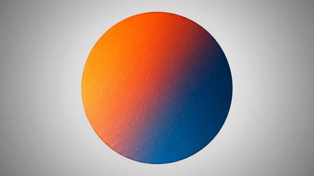 Geometric disk showcasing a smooth, vibrant color transition from fiery orange hues merging into deep oceanic blue tones, creating a visually striking abstract gradient composition