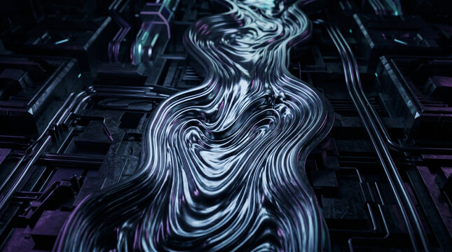Extreme Macro Flowing Liquid Metal Reflective Texture