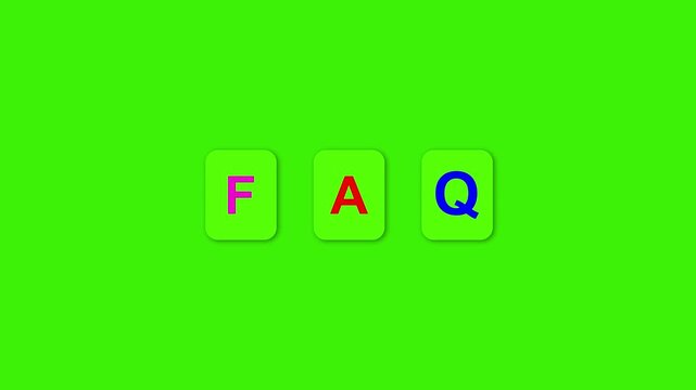 Animated FAQ text with a clean, minimal style Design. for customer support and help center content, business and website information sections, and educational explanation videos.