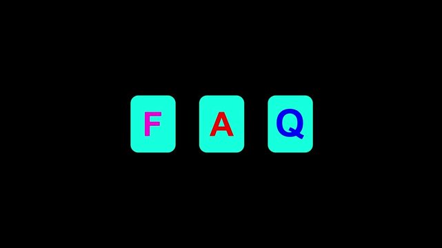 Animated FAQ text with a clean, minimal style Design. for customer support and help center content, business and website information sections, and educational explanation videos.