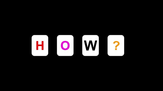 How Text Animation on Colorful Tiles for question and explanation concepts, education and tutorial content