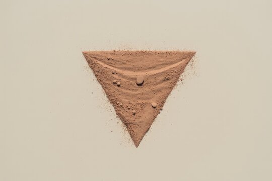 A triangular smear of brown powder sits centered on a beige background.