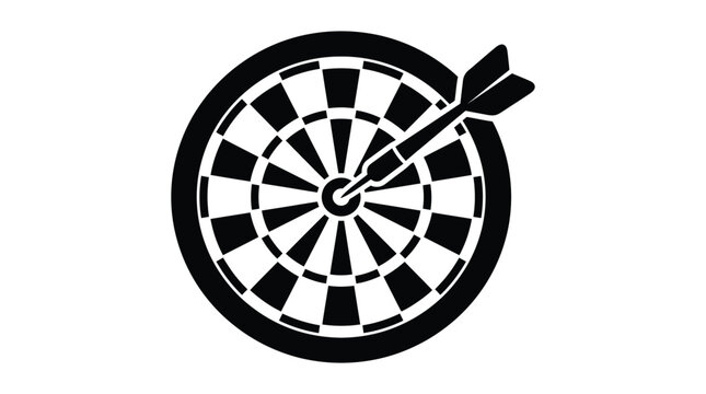 Dartboard with darts black and white silhouette