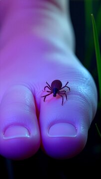 Tick Bite and Lyme Disease Awareness Concept &ndash; Human Foot in Grass, Medical 3D Illustration Collection