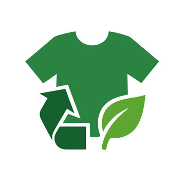 Green eco t shirt recycling icon in sustainable flat style