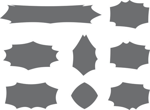 Set of Blank Vintage Decorative Label and Badge Frames Vector Silhouettes Ornamental Border Shapes.