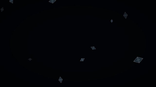 Rotating Diamond Shapes Falling On Black Background Loop