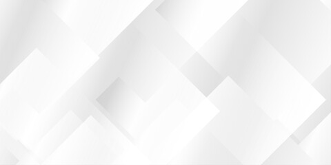 Obraz premium Abstract white and gray geometric background with overlapping squares and soft shadows. A subtle pattern of overlapping geometric squares and rectangles in gradient white and light gray tones