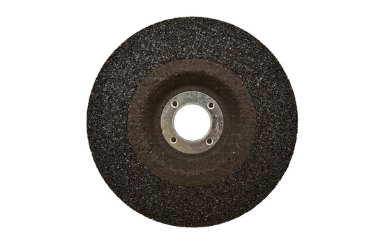 Silicon carbide grinding disc for masonry and steel processing. Heavy stock removal abrasive tools, top view flat lay.