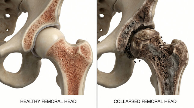 Healthy Femoral Head vs Collapsed Femoral Head Avascular Necrosis
