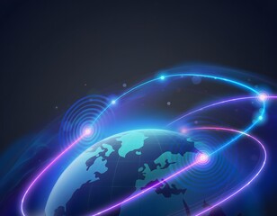 Fototapeta premium Futuristic 6G Connectivity Network With Glowing Digital Lines and High Speed Data Transmission Across Abstract Cyberspace