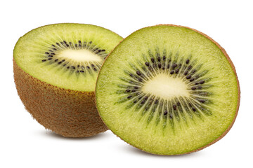 Fototapeta premium Fresh Kiwi Fruit Cut in Half Isolated on White Background