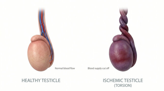 Testicular Torsion Ischemic Testicle vs Healthy Blood Flow Anatomy