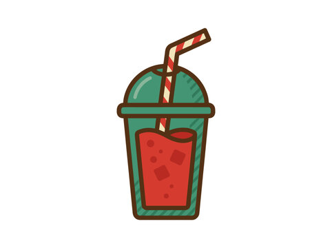 Colorful Cartoon Smoothie Cup Closeup.