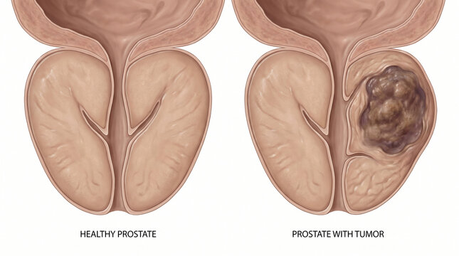 Healthy Prostate and Prostate Tumor 3D Cross Section