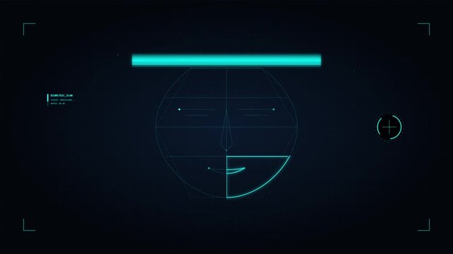 modern biometric face recognition security scan animation