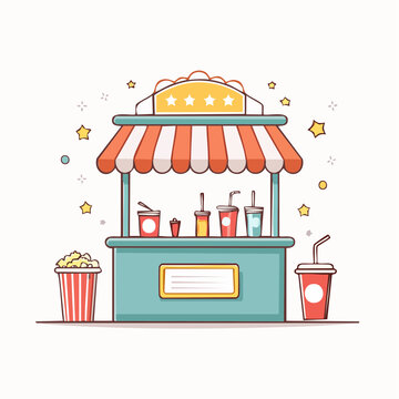 Concession Stand with Popcorn and Drinks