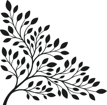 Elegant branch illustration with leaves minimalist botanical design for branding