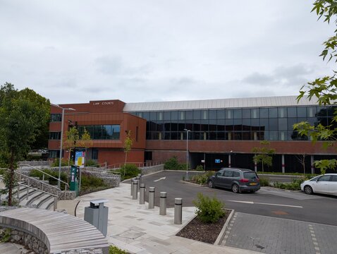 Crewe Cheshire UK May 16 2026 Exterior architecture of the Crewe Law Courts and Magistrates' Court in Cheshire, England.