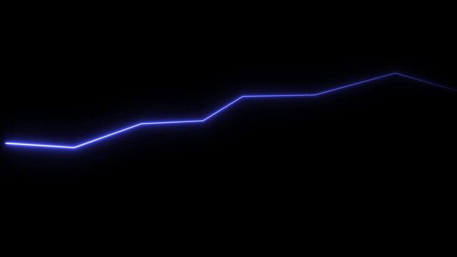 Neon blue digital line graph animation, minimalist financial data growth chart, hud interface tech background