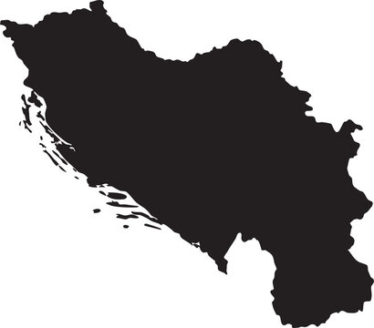 Black vector silhouette map of former Yugoslavia a minimalist graphic element for historical and geographical presentations isolated on white