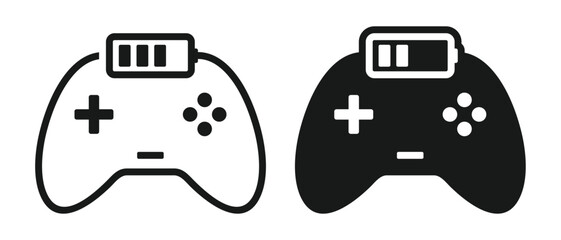 Game Controller Battery Icon with Power Indicator Symbol. Vector Illustration © YoGinta