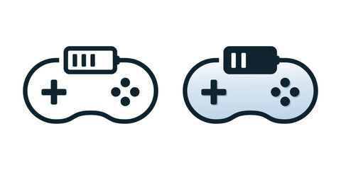 Gamepad Charging Icon with Battery and Controller Symbol. Vector Illustration © YoGinta