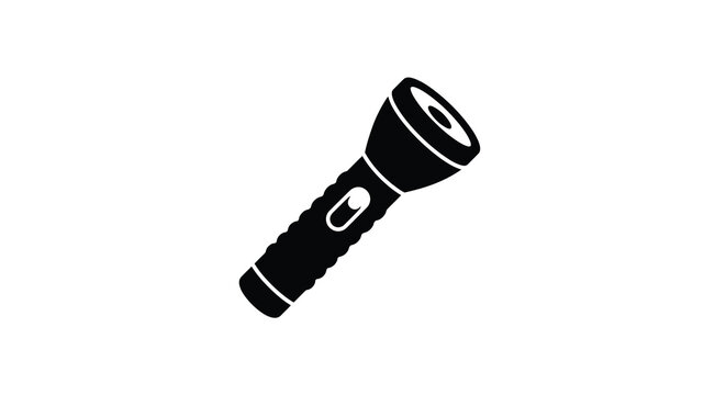 flashlight silhouette on a white background simple black icon