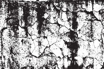 Obraz premium Black and White Cracked Concrete Wall Grunge Texture