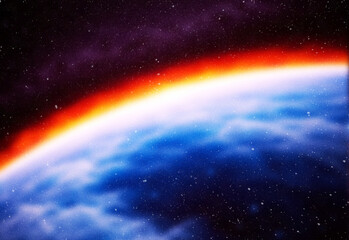 Abstract cosmic background with colorful light streak, glowing nebula and star dust particles © DesignSells