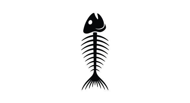 fish skeleton silhouette on a white background simple graphic design